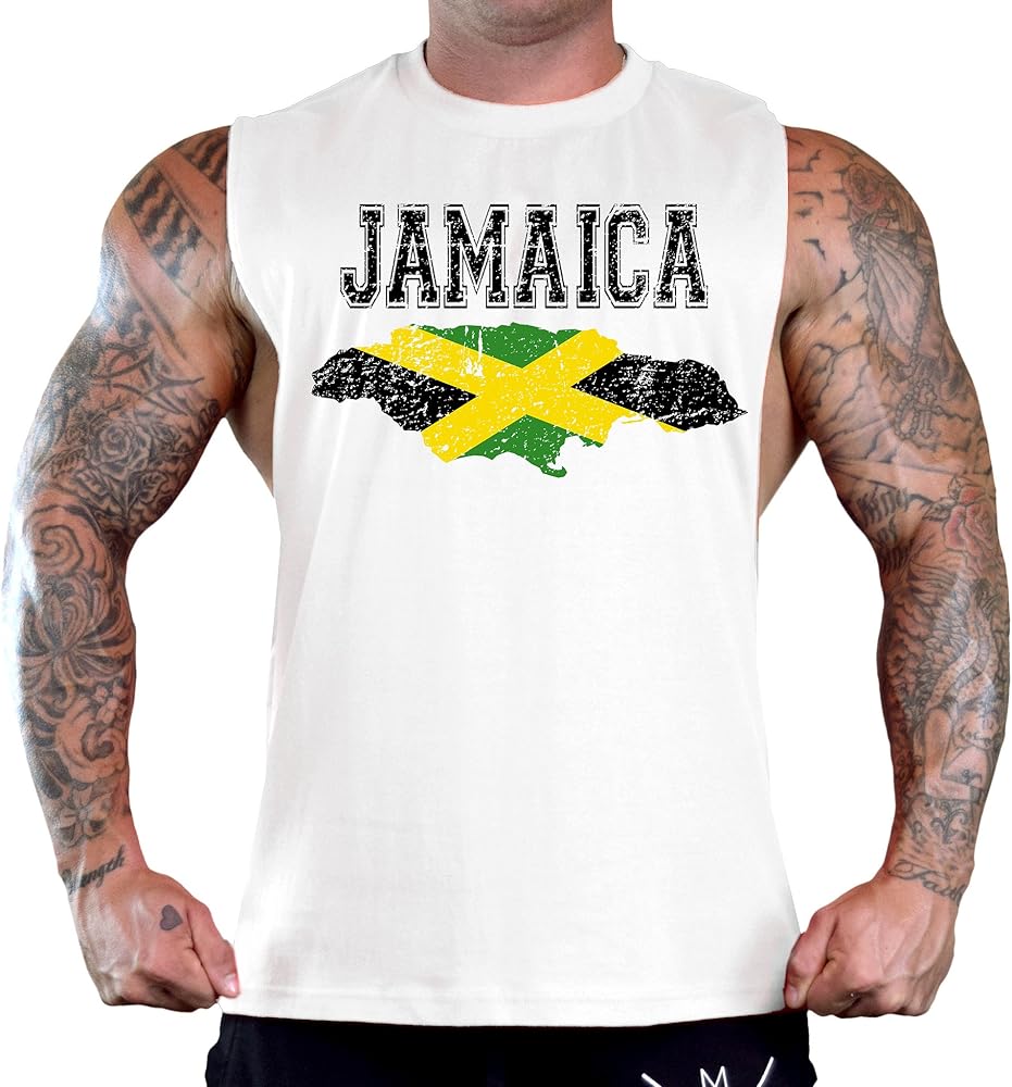 Men's Jamaica Silhouette Flag Tee B1110 PLY White T-Shirt Tank Top