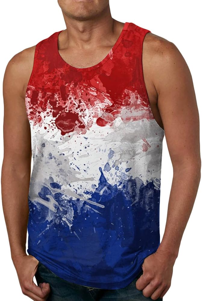 Patriotic Tank Tops for Men Patriotic 4th of July American Flag USA Sleeveless Big and Tall Muscle Tshirt