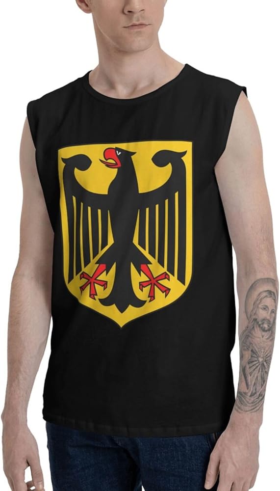 Coat of Arms of Germany Tanks Shirts Adult Classic Crewneck T Everyday Shirts Cotton Sleeveless T-Shirts for Mens