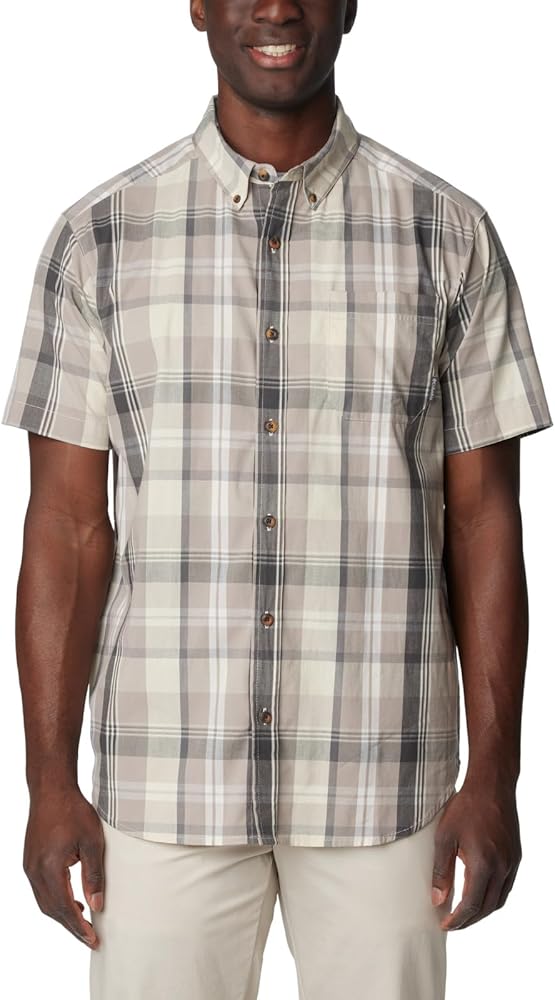 Columbia Men's Rapid Rivers II Short Sleeve Shirt, Flint Grey Multi Plaid, Large