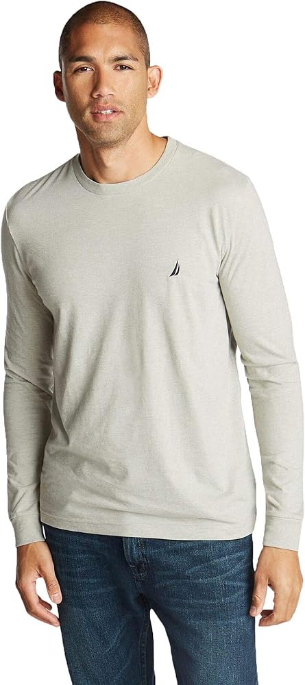 Nautica Men's Long Sleeve Crewneck Tee (Grey Heather, XX-Large)