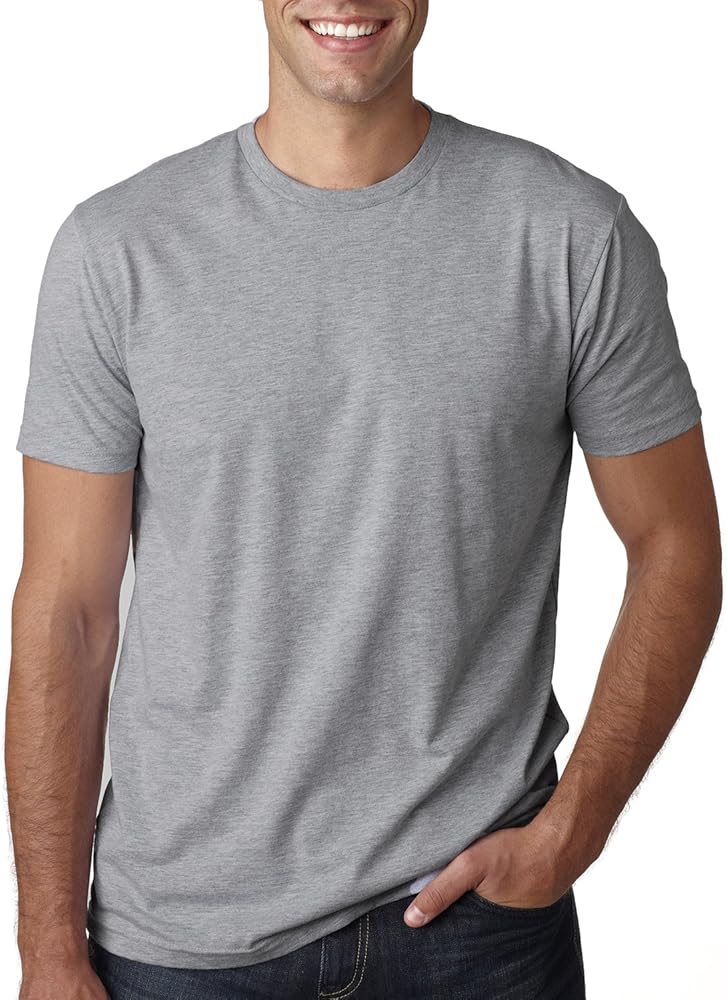 Next Level Apparel Men’s Fitted Short-Sleeve Crewneck T-Shirt - Heather Grey - Small