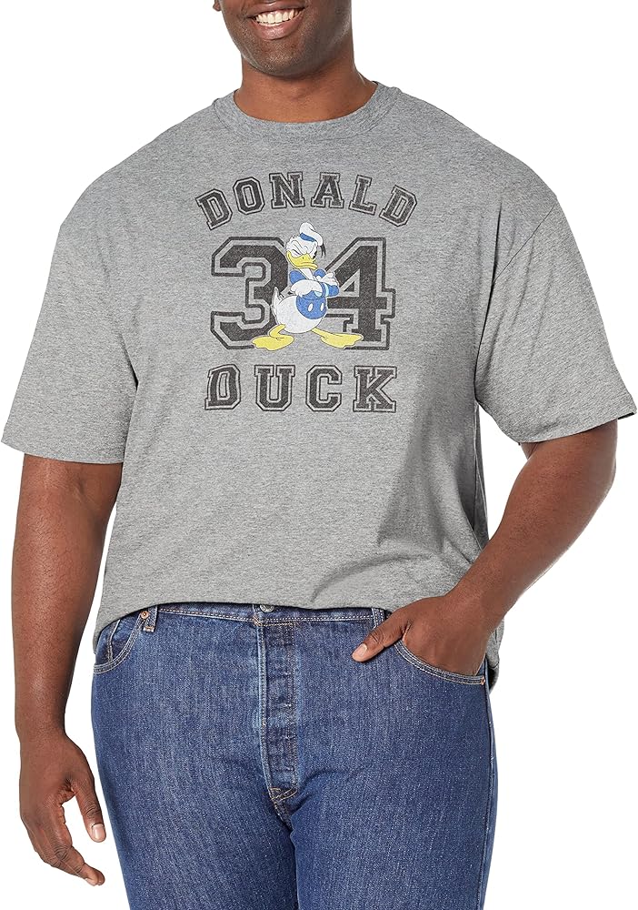 Disney Big & Tall Classic Mickey Donald Duck Collegiate Men's Tops Short Sleeve Tee Shirt