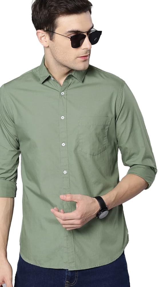 Men's Essential Dress Shirt - 100% Cotton, Slim Fit, Long Sleeve, Button-Down Collar - Casual Wear