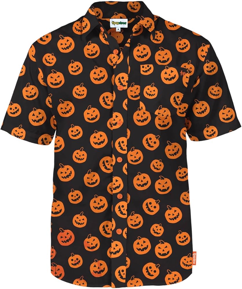 Tipsy Elves Halloween Button Down Shirts for Men - Spooky Party Wear with Comfort Blend