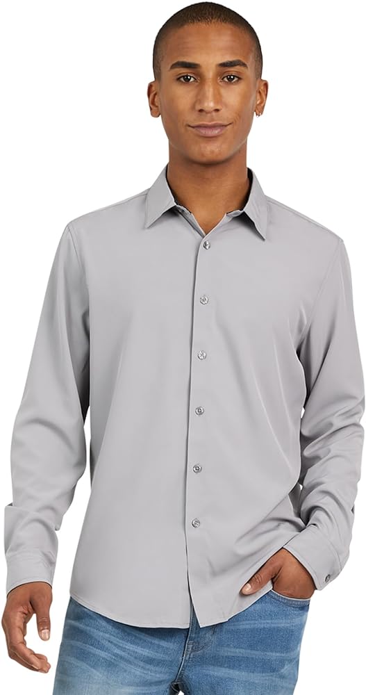 DKNY Men's Long Sleeve Button Down Shirt - Mens Casual Button Up Shirt