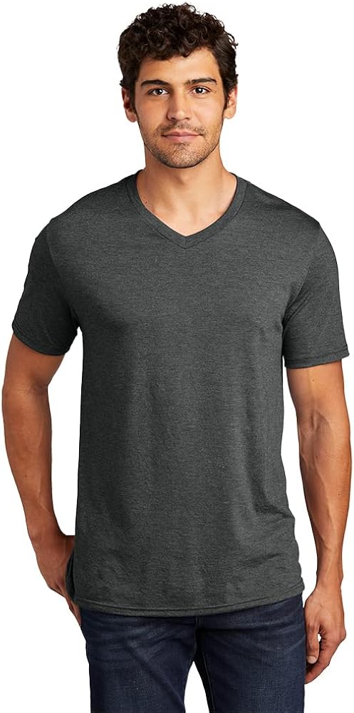 District Made Men's Perfect Tri V-Neck T-Shirt, Black Frost, XXX-Large