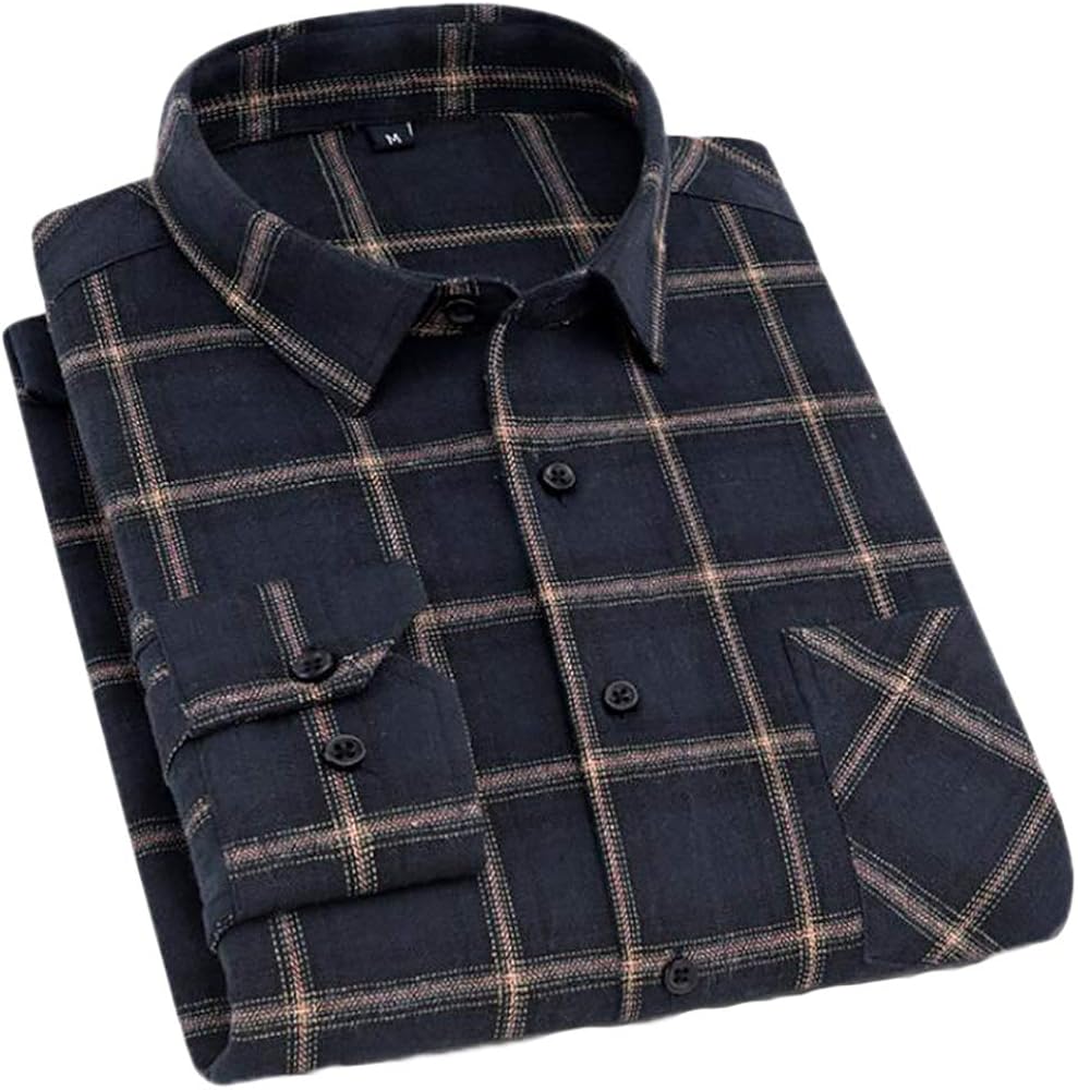 Men's Button Down Long Sleeve Plaid Flannel Shirt