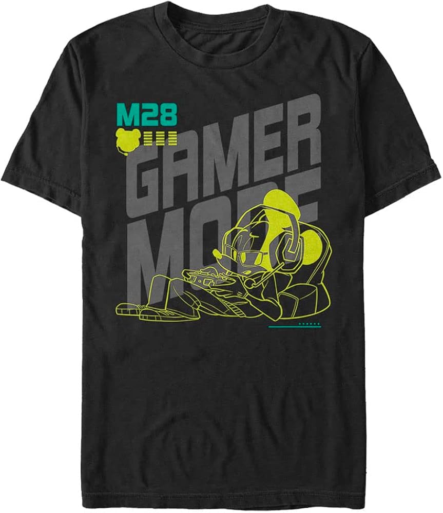 Disney Big Classic Mickey Gamer Time Men's Tops Short Sleeve Tee Shirt, Black, 4X-Large Tall