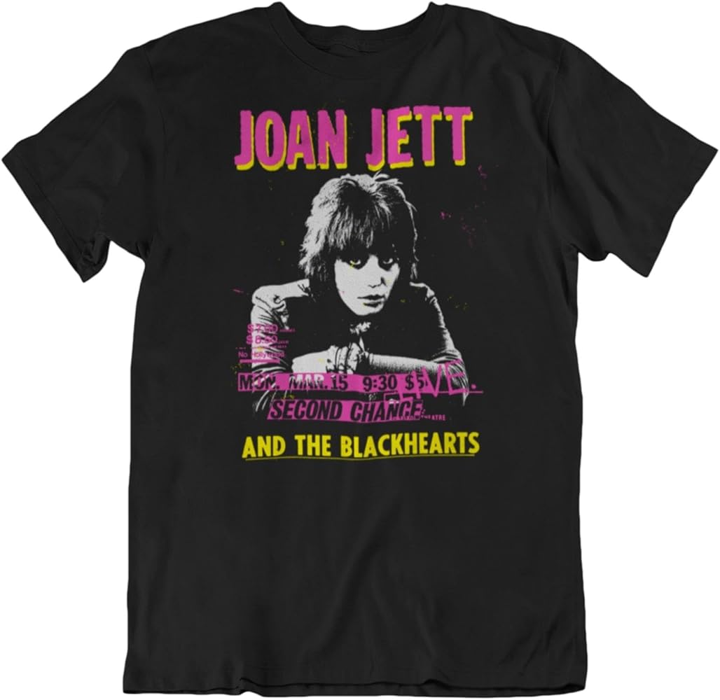 Joan Jett & The Blackhearts Concert Poster Adult Short Sleeve T Shirt Vintage Style Graphic Tees