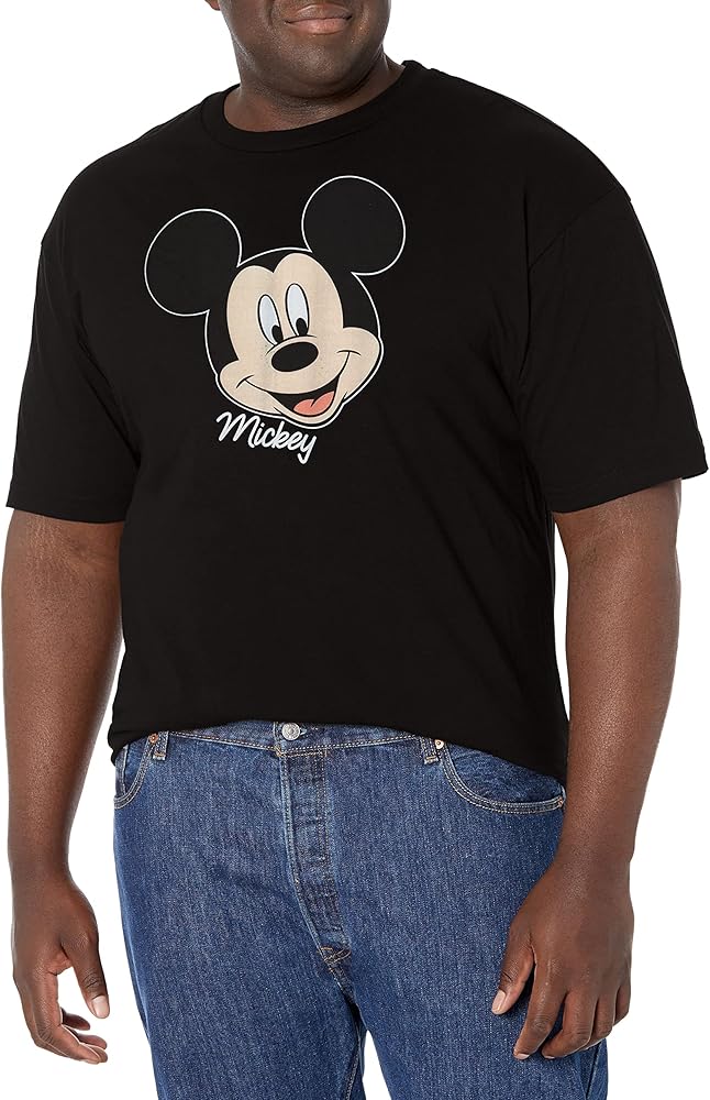 Disney Tall Classic Mickey Big Face Men's Tops Short Sleeve Tee Shirt