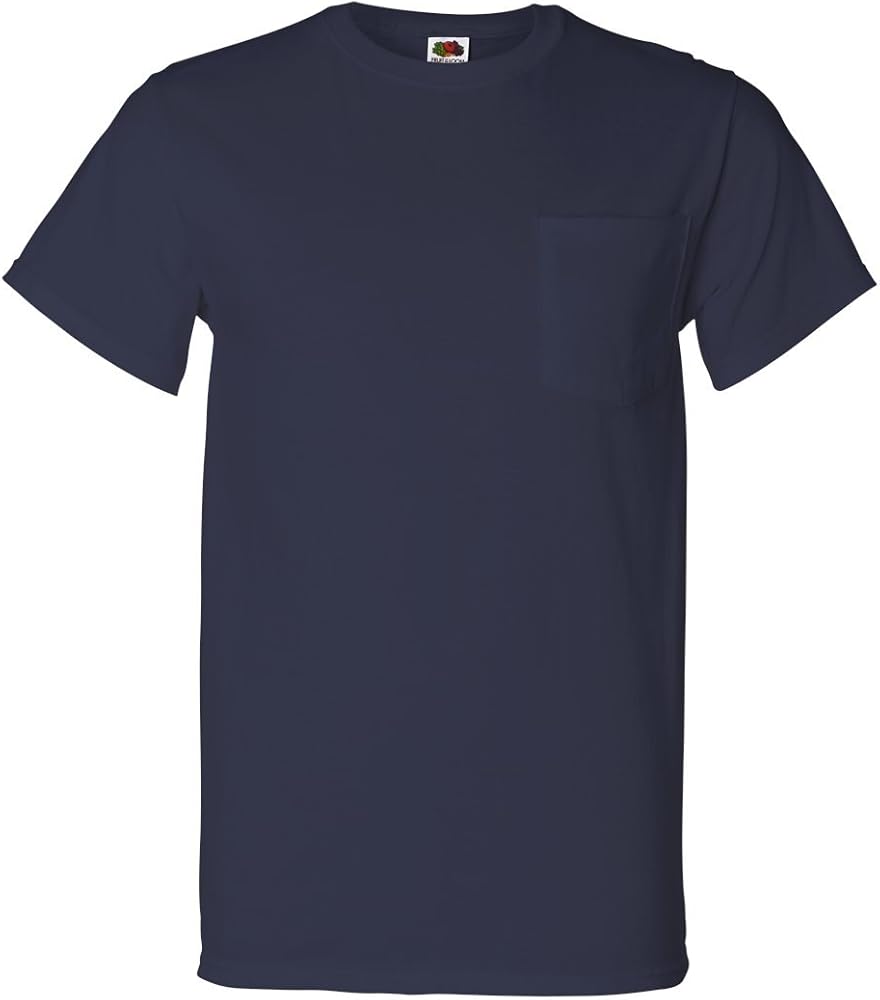 Fruit of the Loom 100% Heavy Cotton HD Pocket T-Shirt, Medium, J Navy