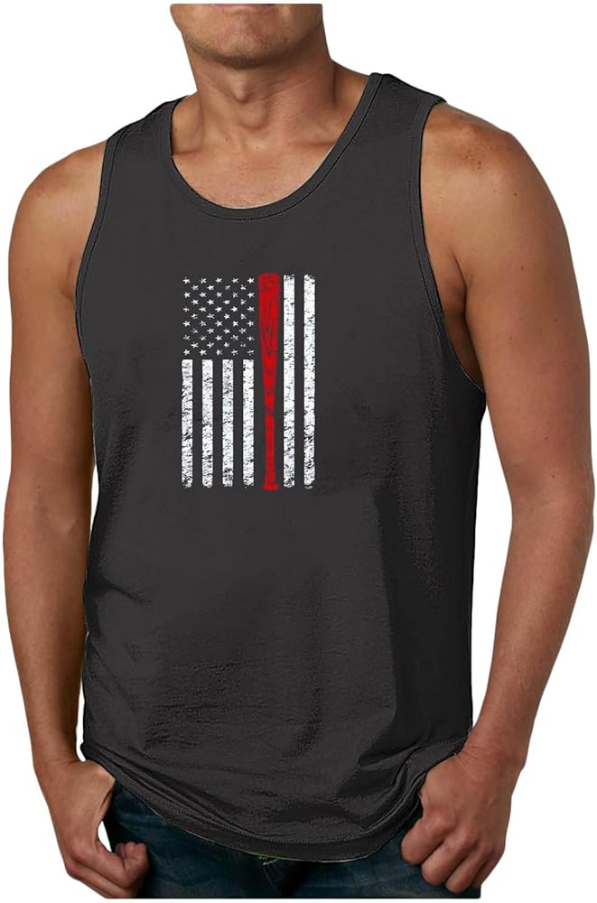 Muscularfit American Flag Tank Top for Men Fashion American Flag Graphic Tee Shirts Summer Casual Sleeveless Loose Pullover