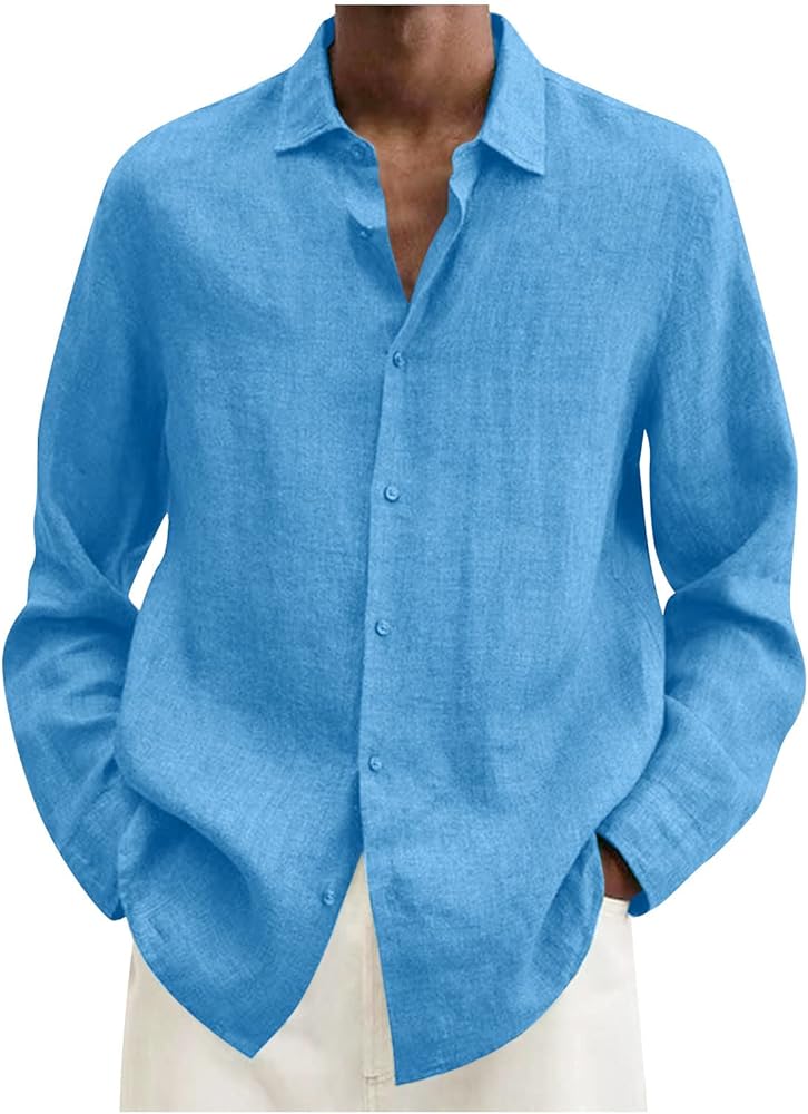 Men's Long Sleeve Shirts Designer Spring Summer Casual Cotton Linen Solid Color Shirts Loose, L-5XL