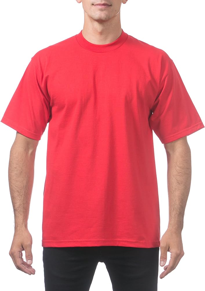 Pro Club Men's Heavyweight Cotton Short Sleeve Crew Neck T-Shirt, Red, 3X-Large