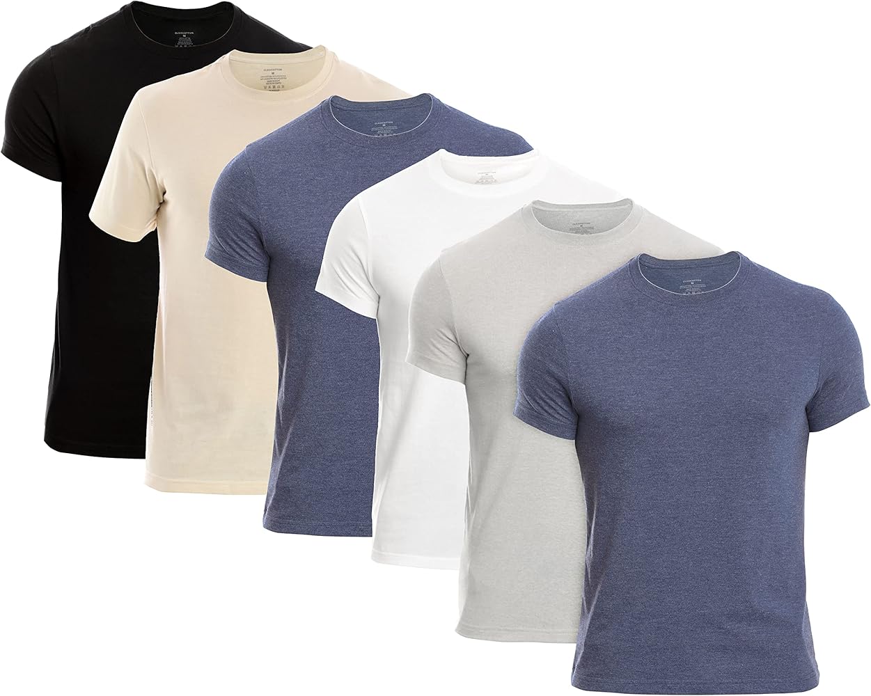 Mens Crew Neck T-Shirt (Slim Fit) | Cotton Rich Mens Tshirt (3/6 Pack) | Ultra Soft, Breathable (Made in Egypt)