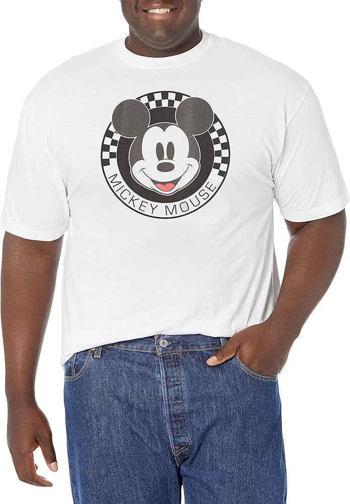 Disney Big & Tall Classic Mickey Mouse Checkered Men's Tops Short Sleeve Tee Shirt