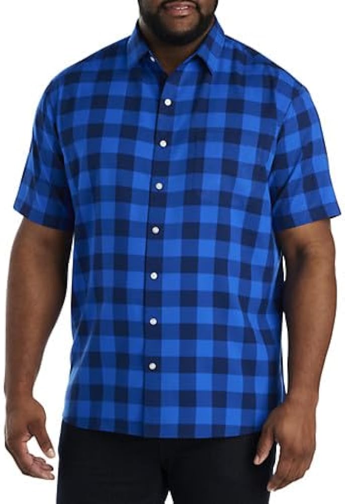 Harbor Bay by DXL Men's Big and Tall Microfiber Buffalo Plaid Sport Shirt