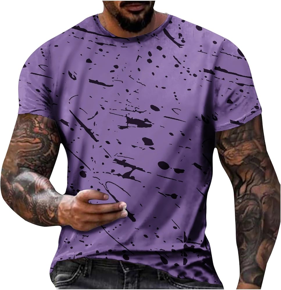 3xlt Shirts for Men Big and Tall Short Sleeve Crew Neck 3D Print Fashion Tshirt Summer Casual Stylish Work Tees