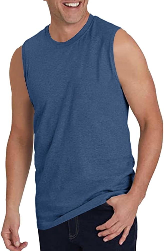 Tank Top Men Casual Solid Color Sports Fitness Sleeveless T Shirt Vest Men'S Tank Tops Undershirts for Men Pack Mens