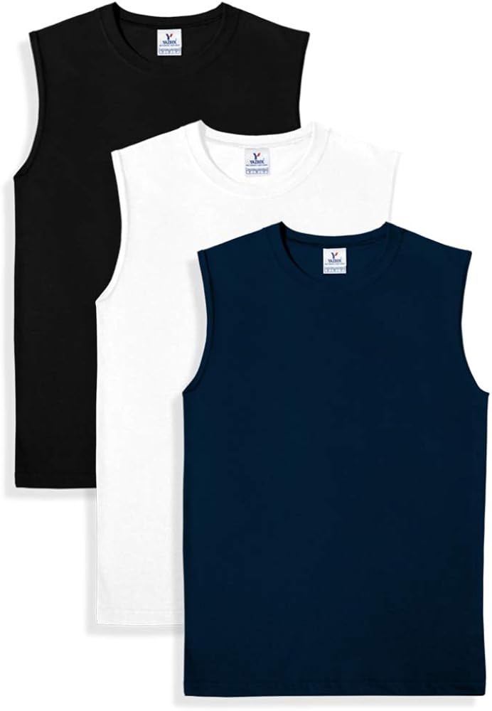 Yazbek Men's Heavy Weight (5.9-Ounce) Crew Neck Sleeveless Muscle T-Shirt (3-Pack)