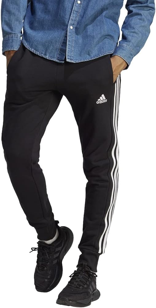 adidas Men's Essentials French Terry Cuffed 3-Stripes Pants