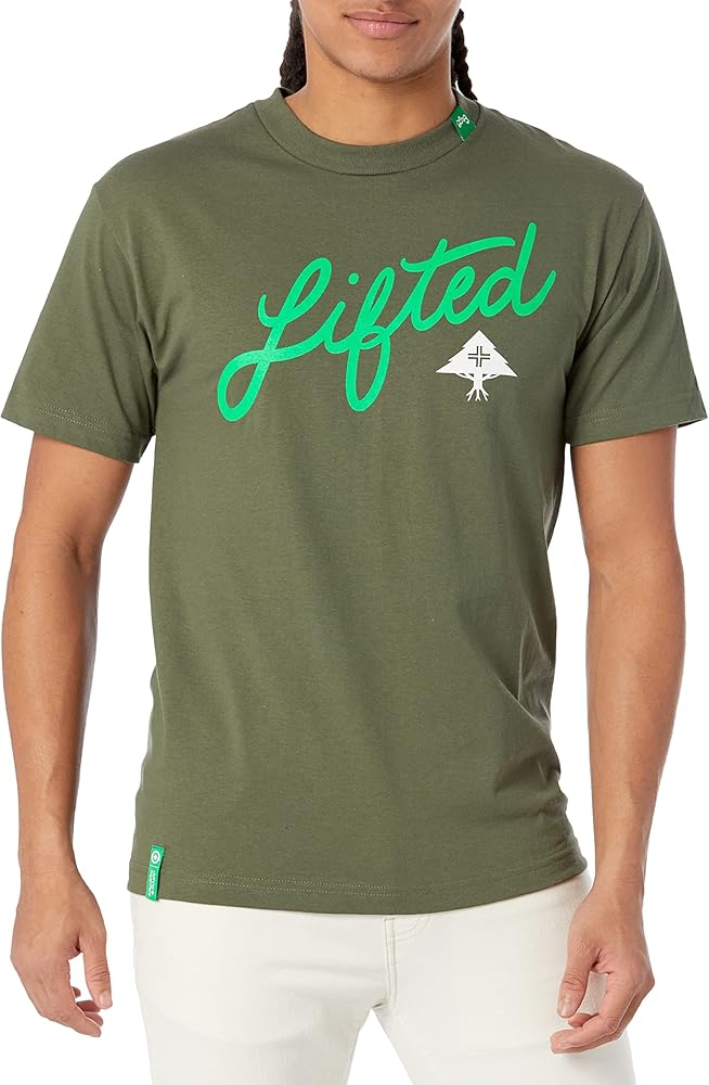 LRG Mens Angled Script Logo Graphic T-Shirt