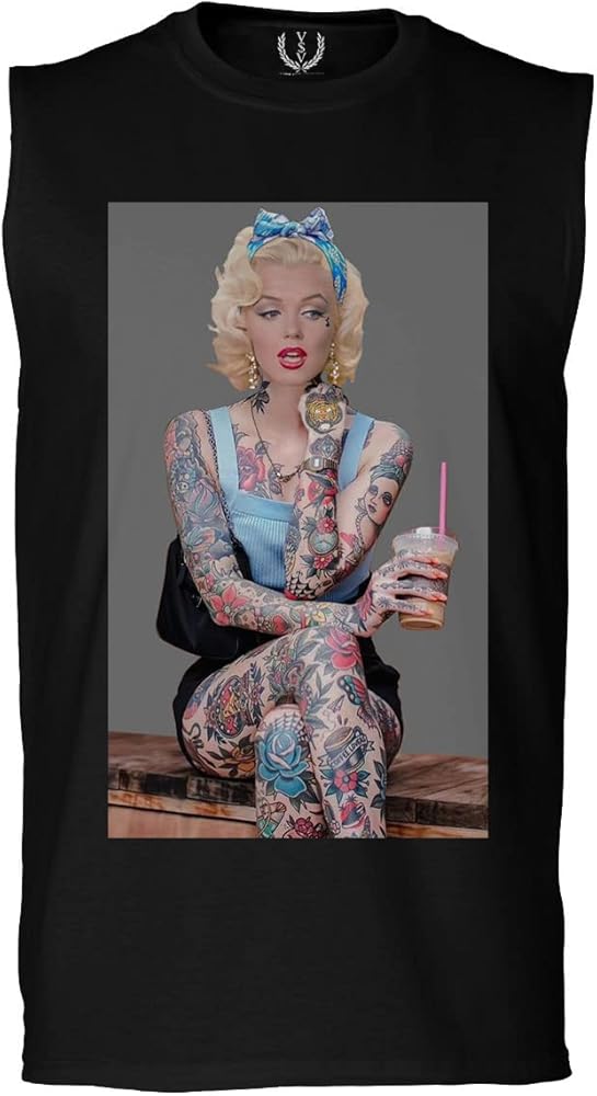 Marilyn Monroe inked tattoed Cool Graphic Hipster Summer pin up girl chicano men's Muscle Tank sleeveles t shirt