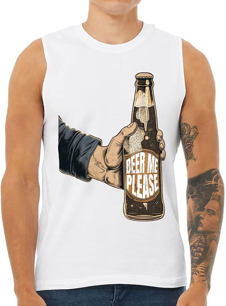 Beer Bottle Men's Muscle Tank - Printed Men's Sleeveless T-Shirt - Unique Tank