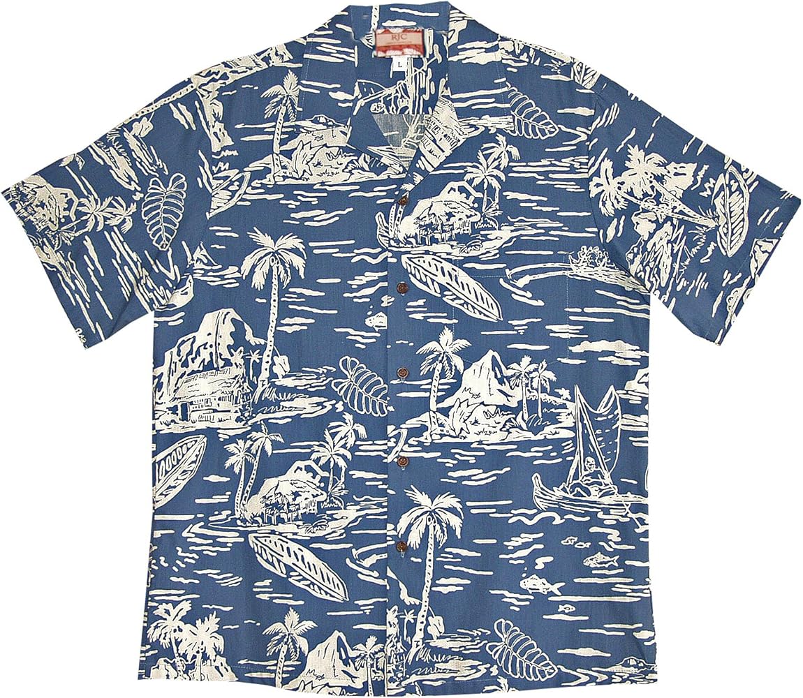 Woodcut Hawaiian Men's Hawaiian Aloha Cotton Shirt