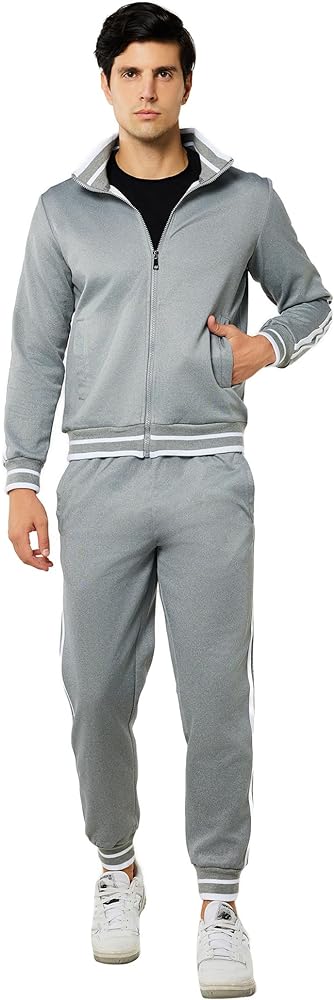 Men's Tracksuits Full-zip Long Sleeve Casual Suits Sweatsuit Sets Track Active Jackets and Pants 2 Piece