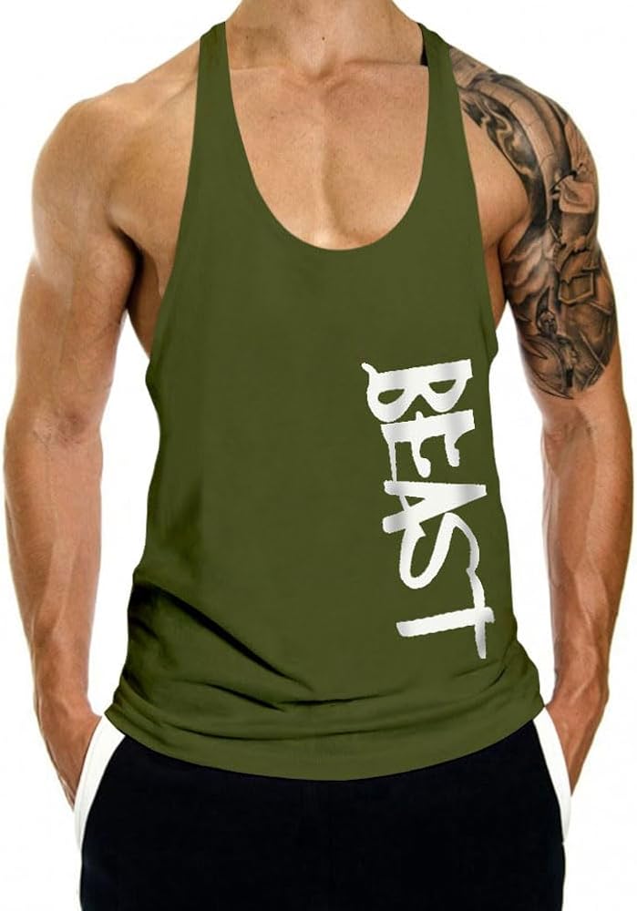 Men's Tank Tops Sleeveless Shirts Y-Back Gym Workout Stringer Tank Tops Bodybuilding Fitness T-Shirts