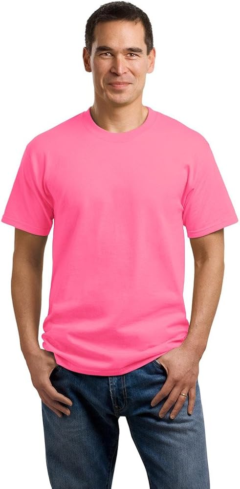 Port & Company Mens 5.4-oz 100% Cotton T-Shirt, Large, Neon Pink