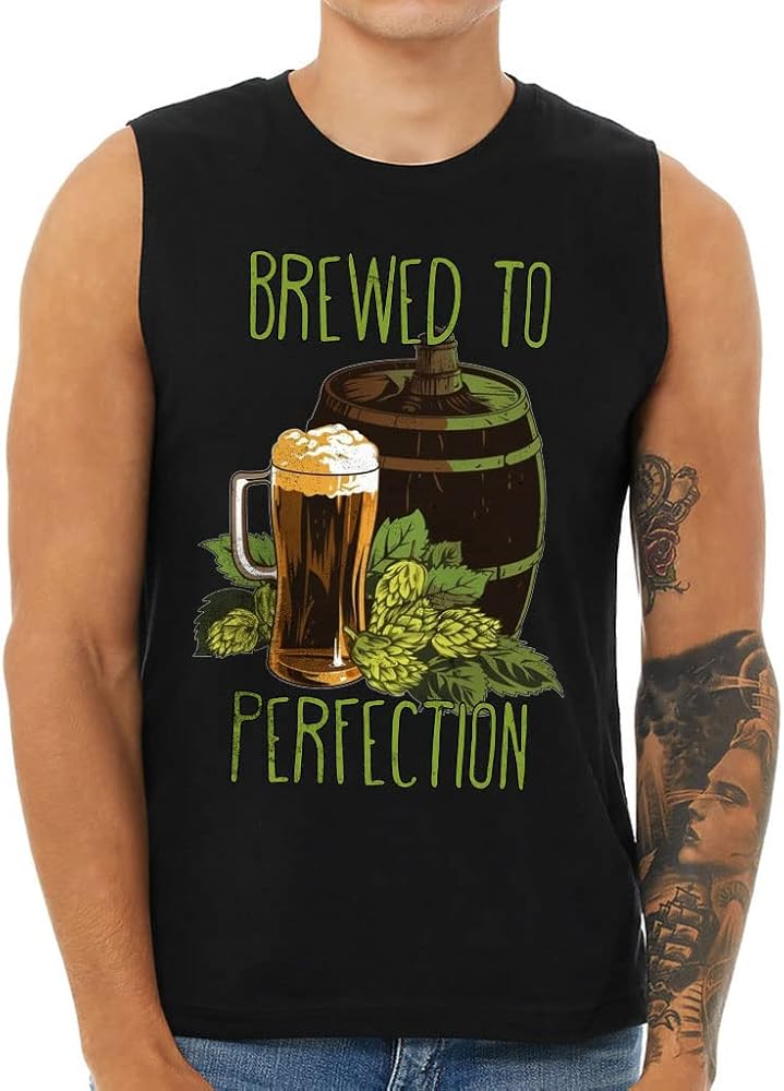 Brewed to Perfection Men's Muscle Tank - Art Men's Sleeveless T-Shirt - Printed Tank