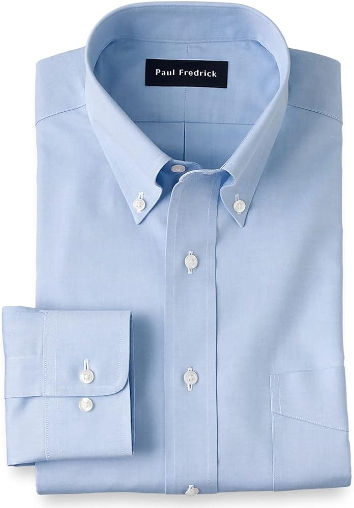 Paul Fredrick Men's Tailored Fit Cotton Non-Iron Pinpoint Cotton Dress Shirt