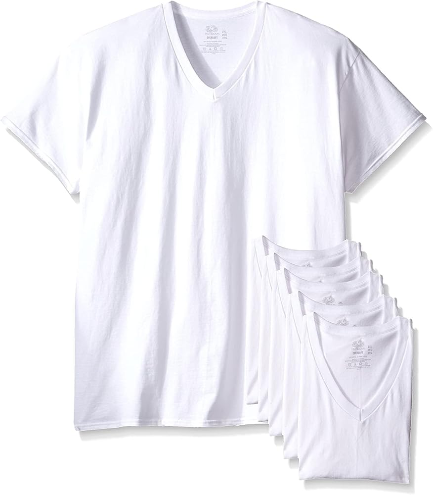 Fruit of the Loom Men's 6pk V-Neck T-Shirt - White