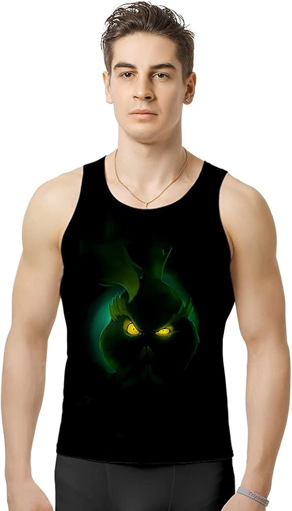 The Grinch Unisex Funny Cartoon 3D Print Tight Tank, Men's and Women's Sleeveless T-Shirt (N07517,XXL,)