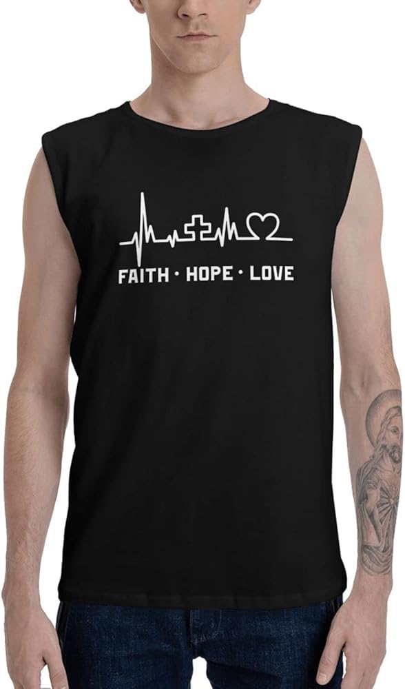 Faith Hope Love, Symbols, Christian Tank Tops Mans Muscle T-Shirt Sleeveless Muscle T-Shirt