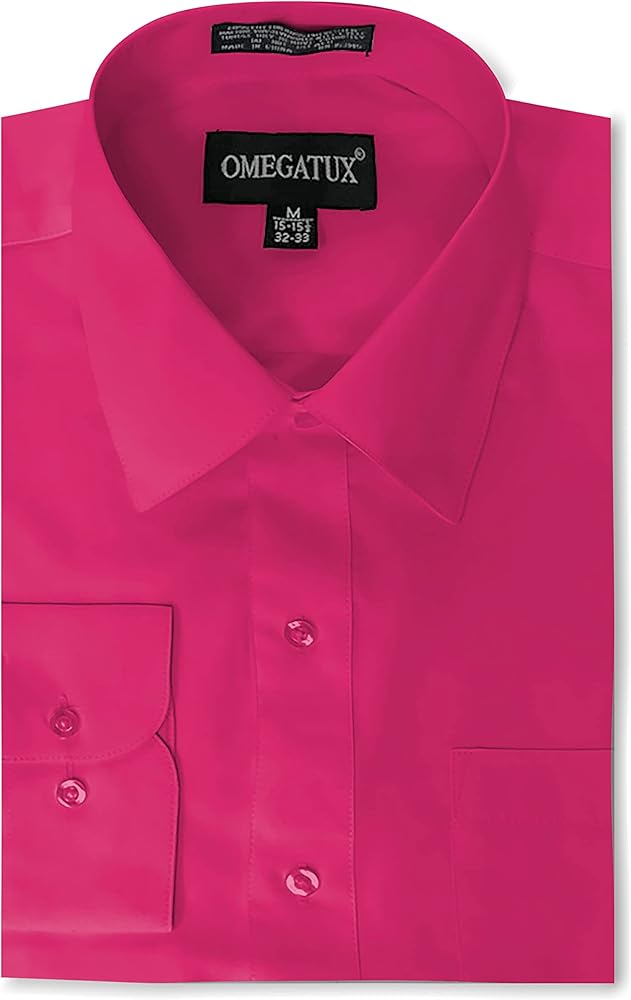 Mens Regular fit Solid Dress Shirts w/Convertible Cuffs