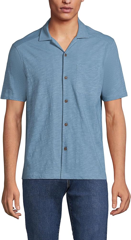 Lands' End Men's Slub Camp Collar Button Down