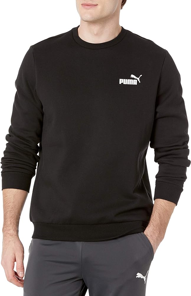 PUMA mens Essentials Fleece Crewneck Sweatshirt, Black, Medium US