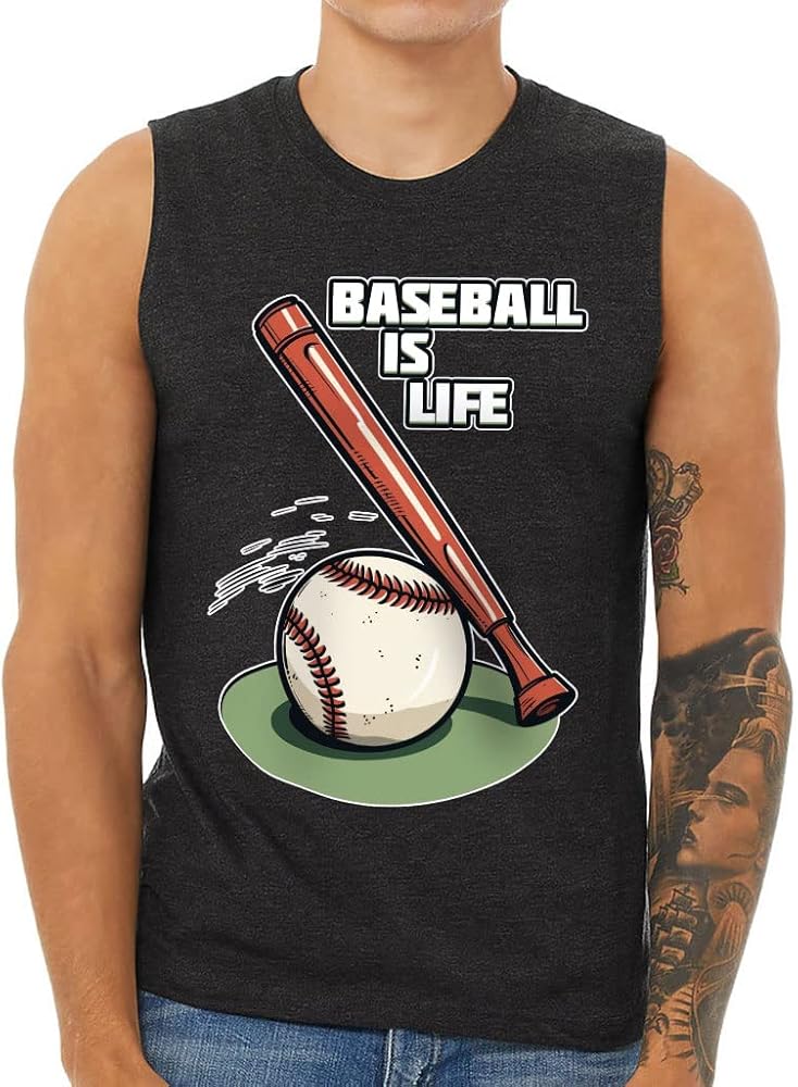 Baseball is Life Men's Muscle Tank - Cartoon Men's Sleeveless T-Shirt - Cute Design Tank