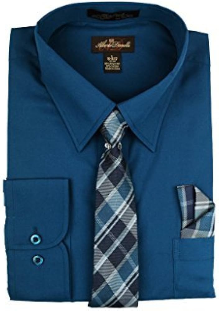 Alberto Danelli Mens Dress Shirt and Tie Set, Dress Shirts for Men, Long Sleeve Button Down, Big and Tall Sizes Up to 5XL