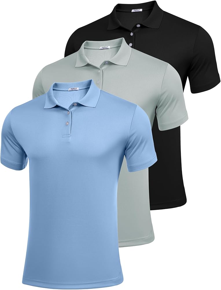 Pinspark mens Quick Dry Polo Shirt 3 Pack