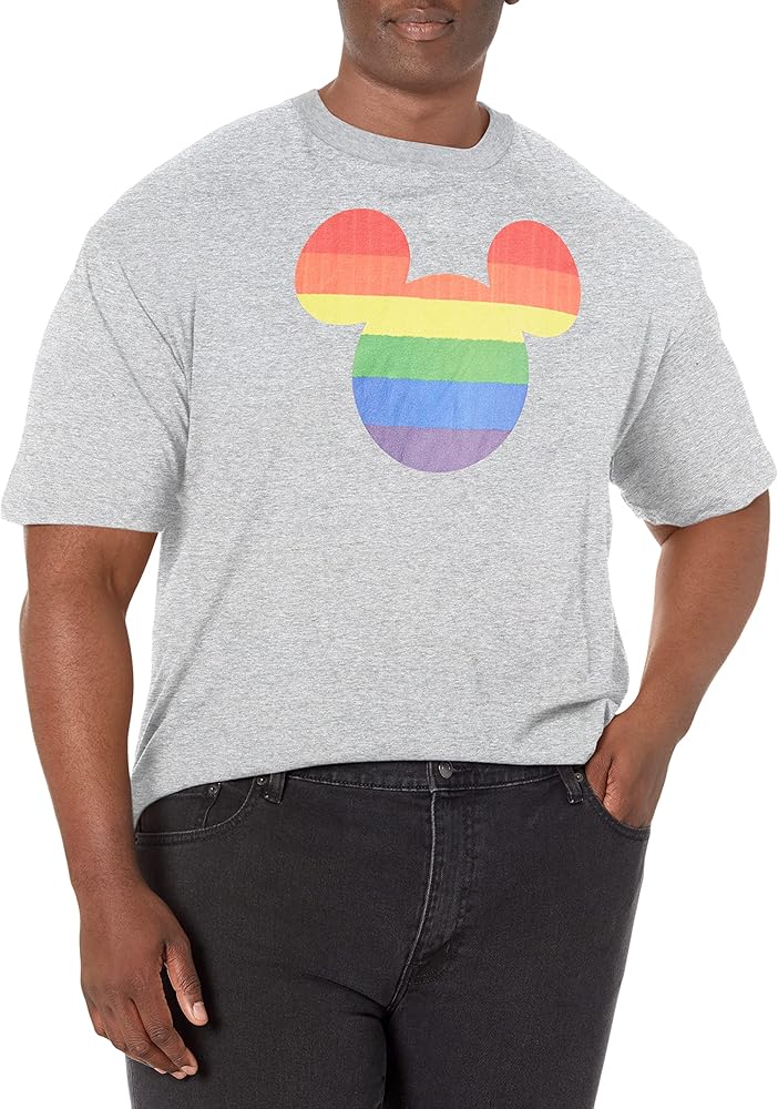 Disney Big & Tall Classic Mickey Rainbow Ears Men's Tops Short Sleeve Tee Shirt