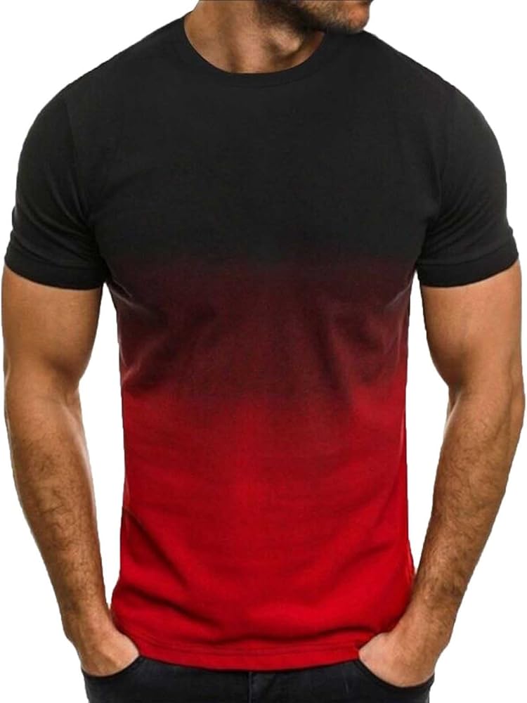 Men's Muscle T-Shirt Color Dye Round Neck Hipster Shirt Bodybuilding Short Sleeve 2024 Fashion Workout Tee Shirts